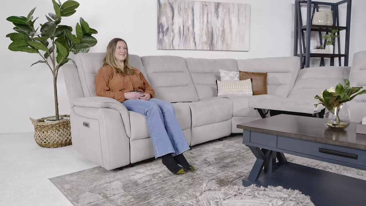 Chanell 6 Piece 2 Power Sectional With 2 Power Armless Recliner