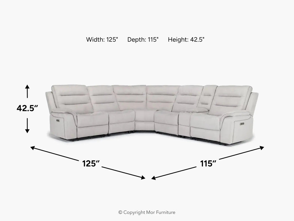 Chanell 6 Piece 2 Power Sectional