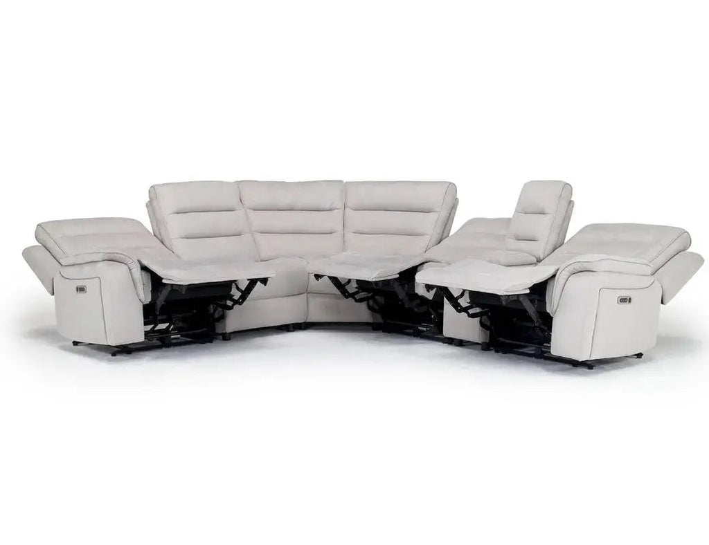 Chanell 6 Piece 2 Power Sectional With 2 Power Armless Recliner