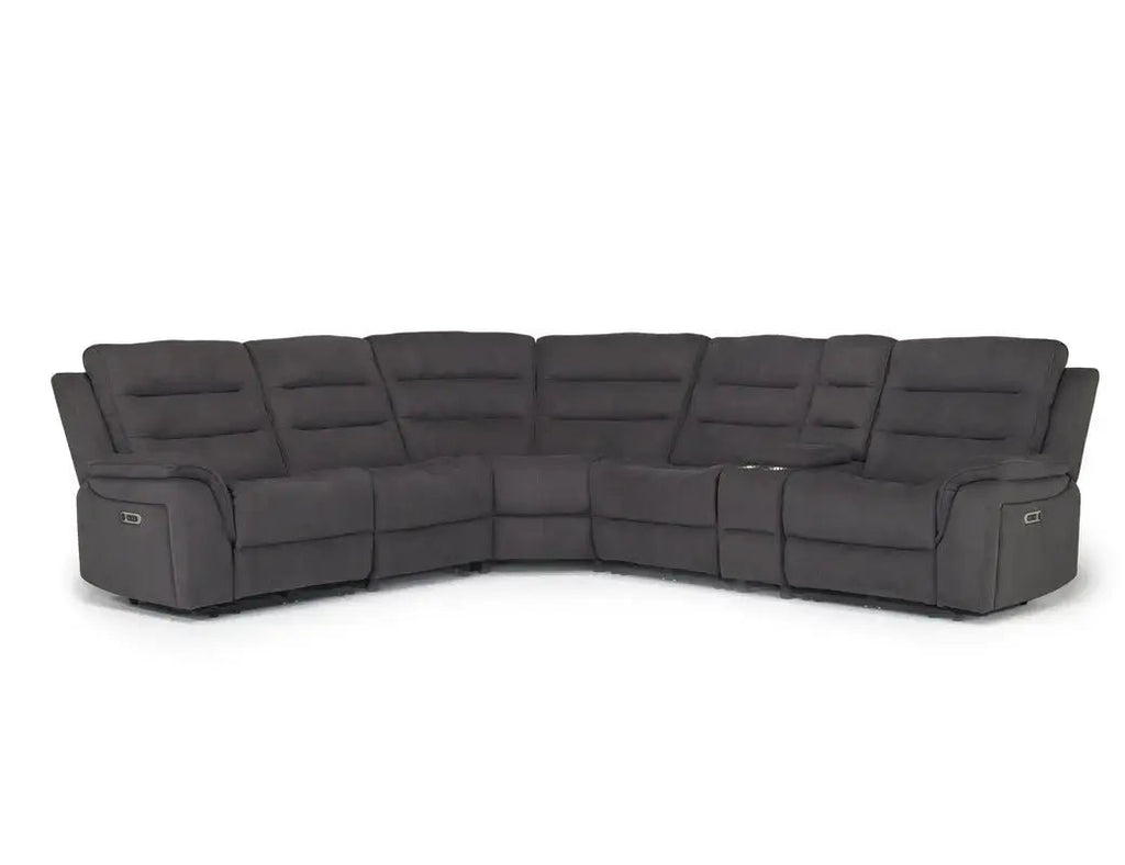 Chanell 6 Piece 2 Power Sectional With 2 Power Armless Recliner