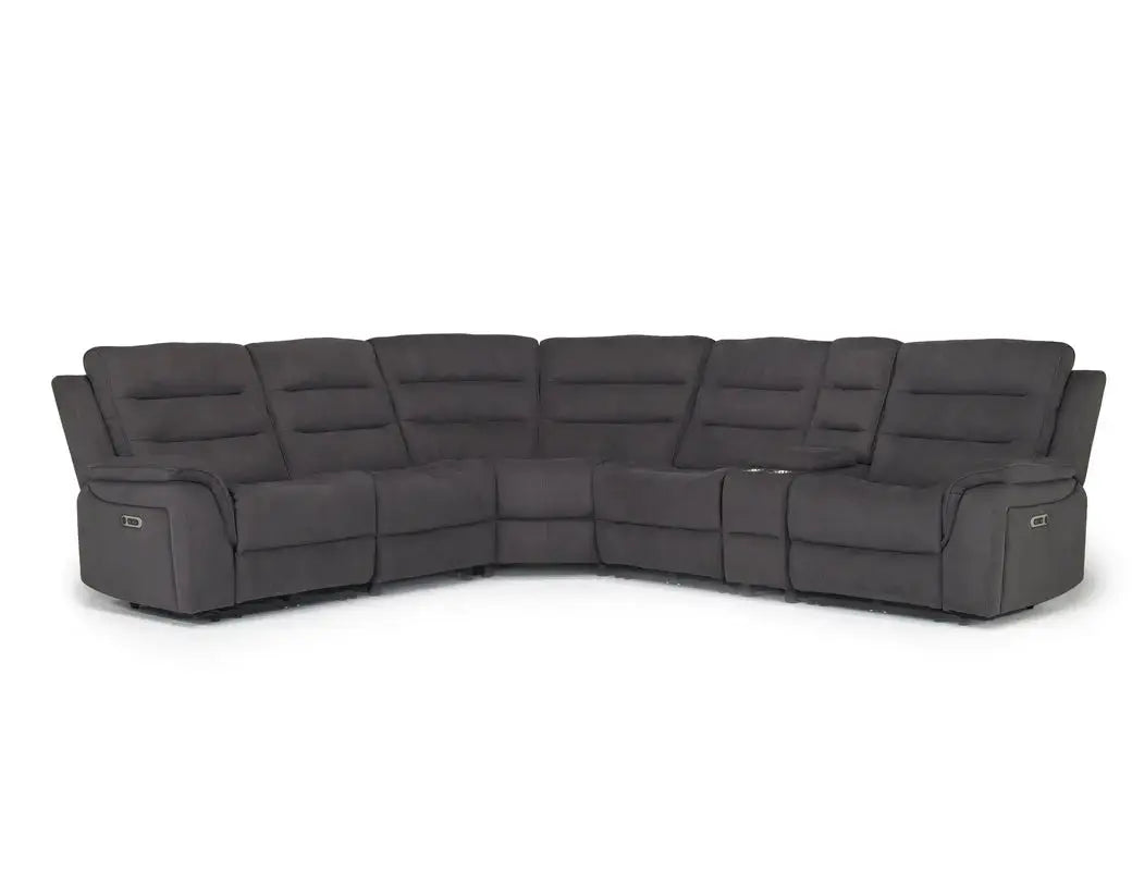 Chanell 6 Piece 2 Power Sectional With 2 Power Armless Recliner