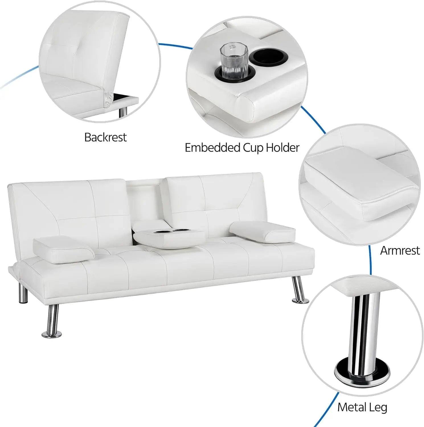 Modern Sofa Bed Faux Leather