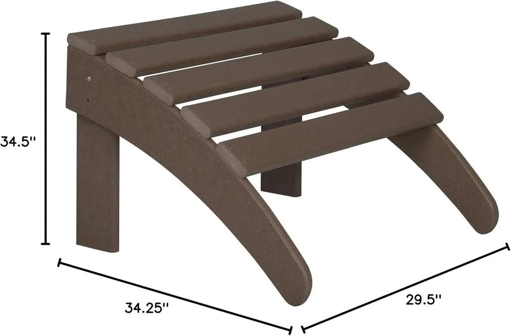 WO Home Furniture Adirondack Chair Outdoor Ottoman Set of 2 PCS Classic Patio Furniture (Dark Brown)