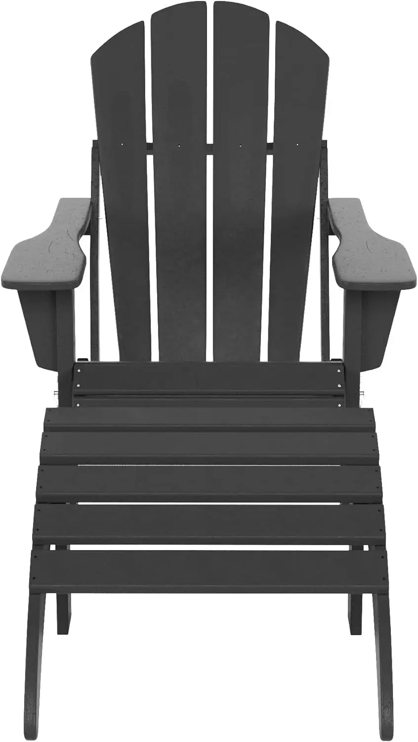 Outdoor Furniture Adirondack Chair Outdoor Ottoman Set of 2 PCS Classic (Gray)