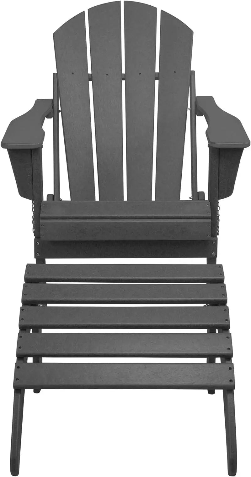 Outdoor Furniture Adirondack Chair Outdoor Ottoman Set of 2 PCS Classic (Gray)